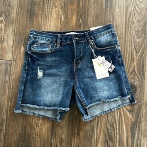 Royalty For Me Dark Blue Distressed Denim Blue Jean Shorts